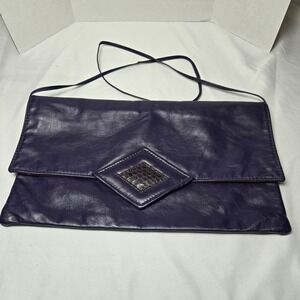 Vintage 80s De Luigi By Luis Purple Leather Envelope Clutch Purse Glam Indie